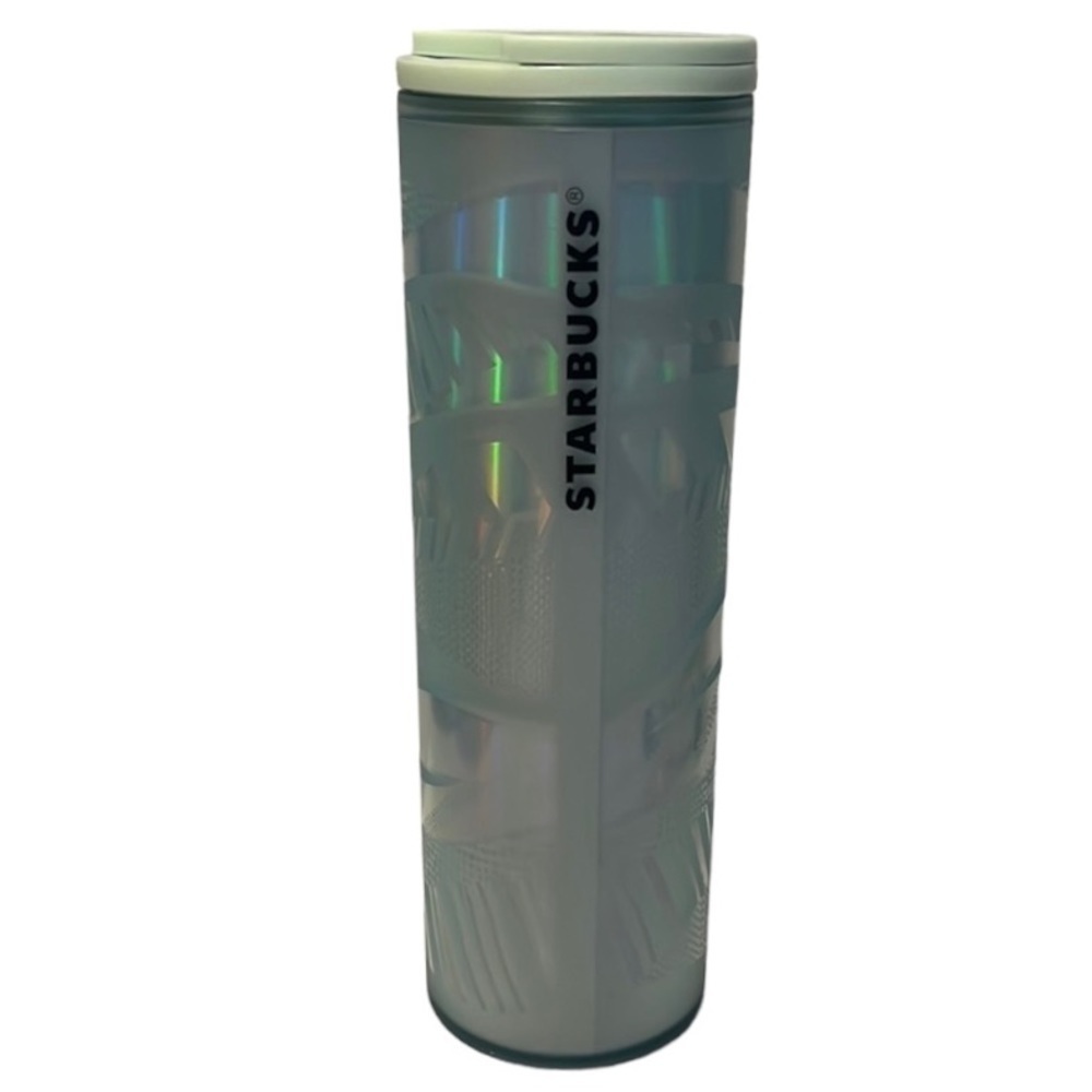 Starbucks 2021 Holiday Mint Ribbon Holographic Tumbler Green NWOT!